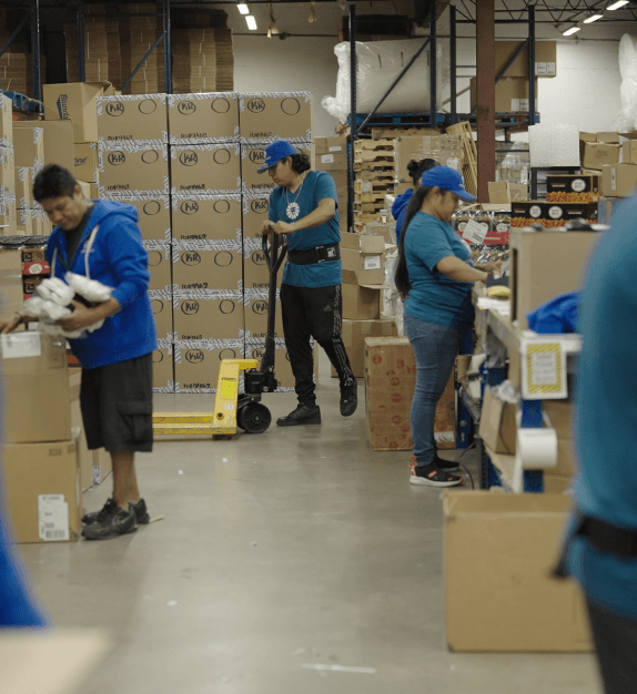People working at a warehouse